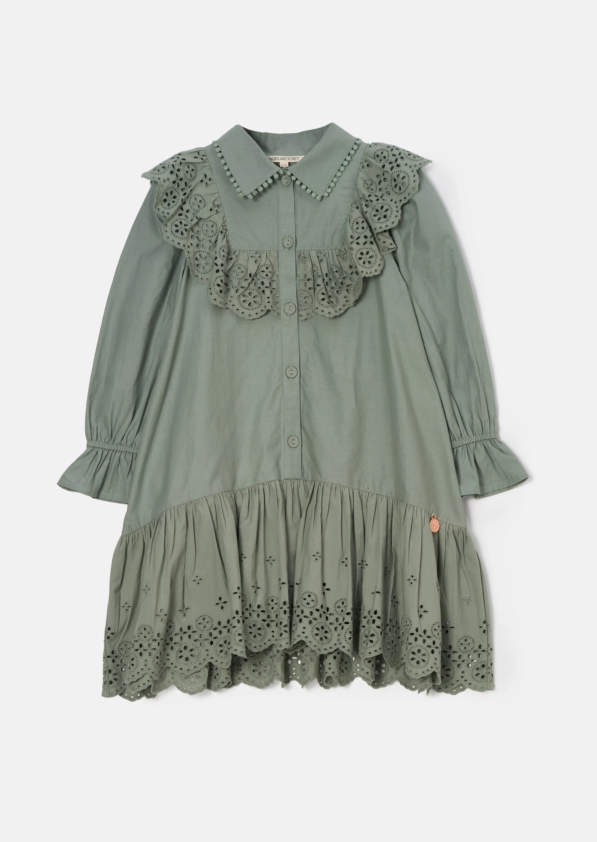 Amelie Sage Broderie Shirt Dress