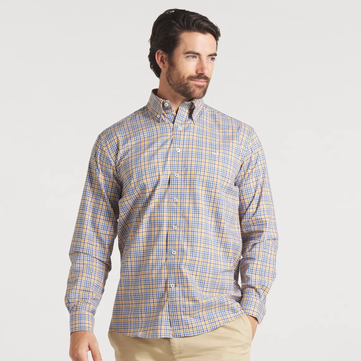 Baker Performance Gingham Dress Shirt • Blue & Field Khaki