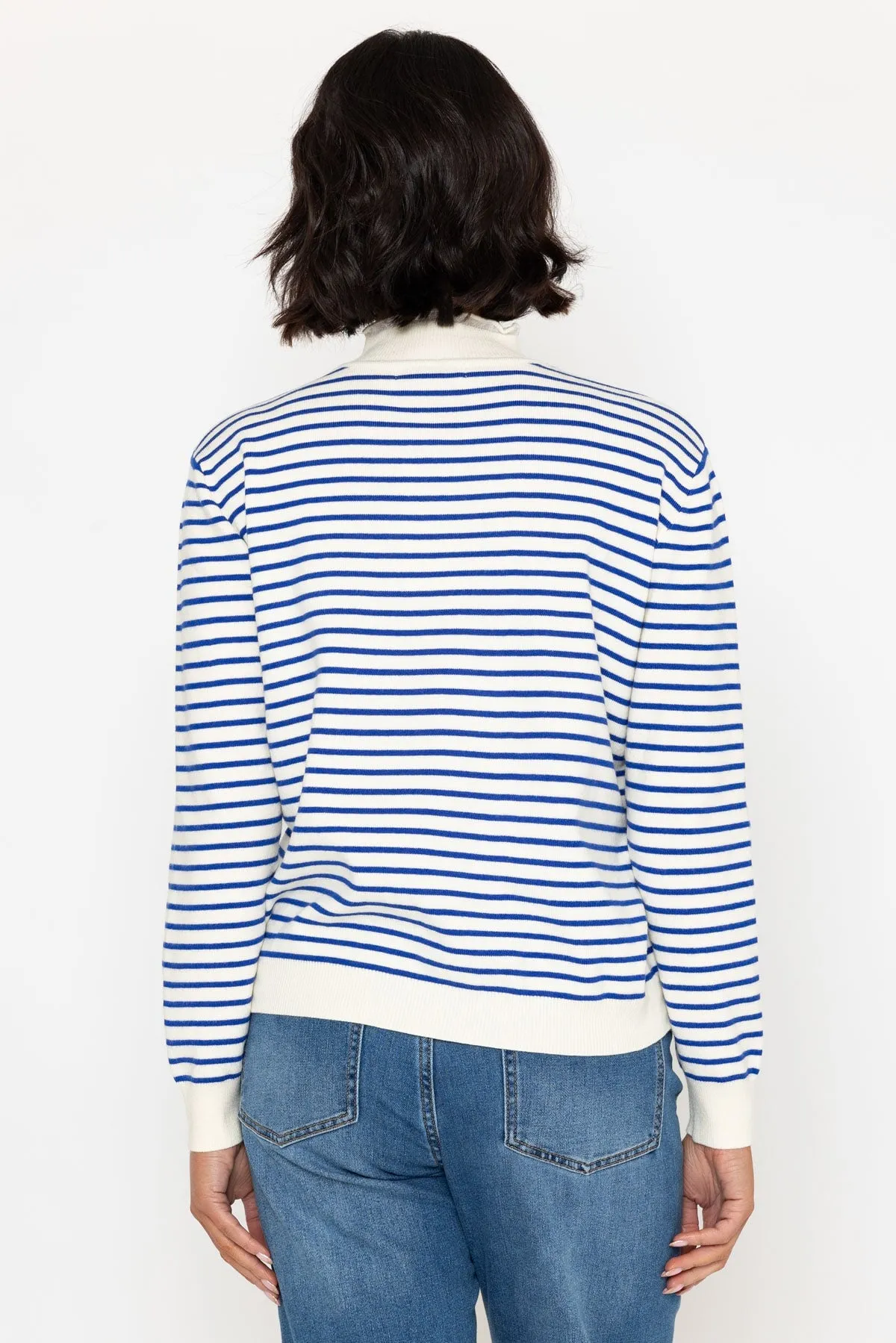 Blue Stripe Cashmere Blend Turtleneck