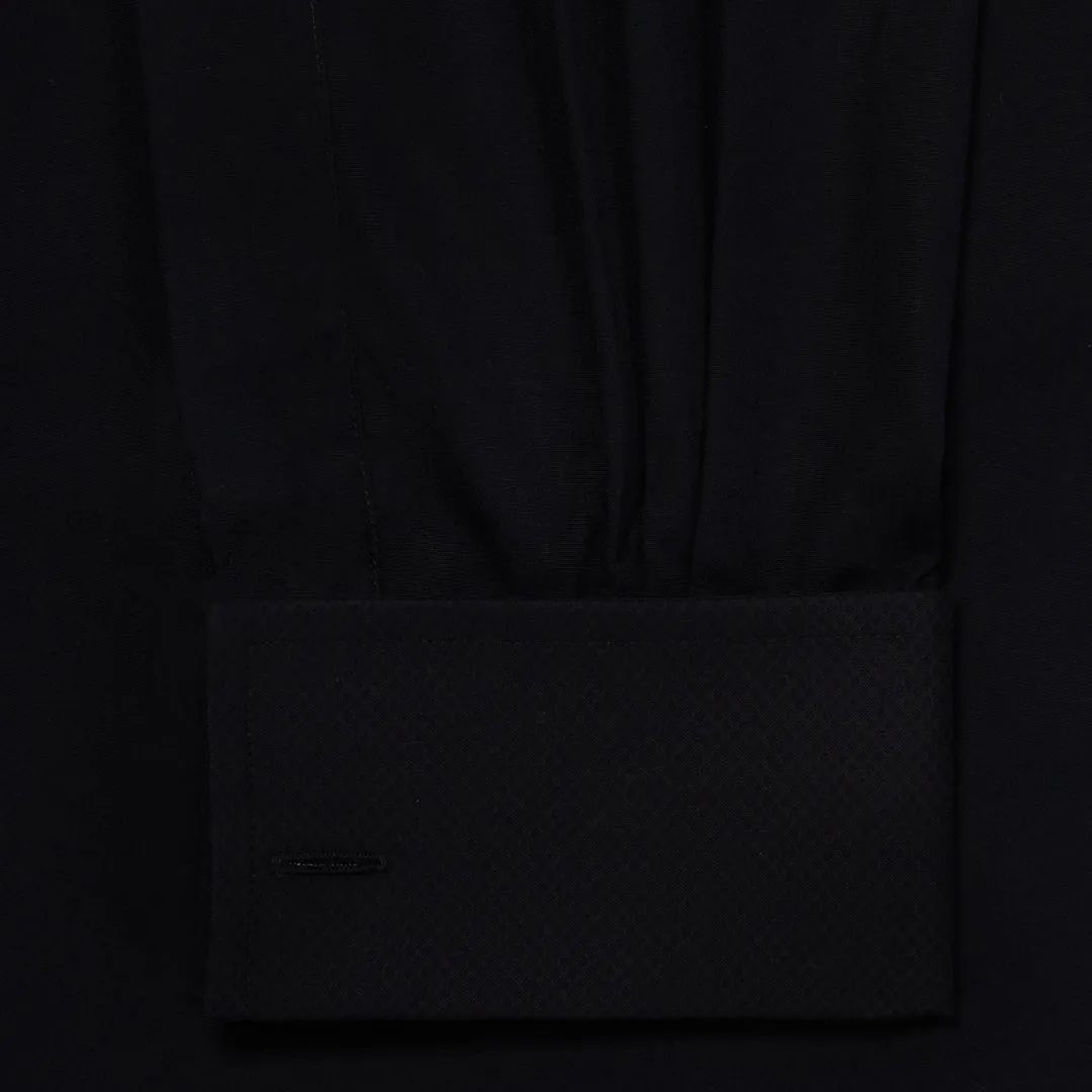 Classic Fit Plain Marcella Double Cuff Dress Shirt in Black