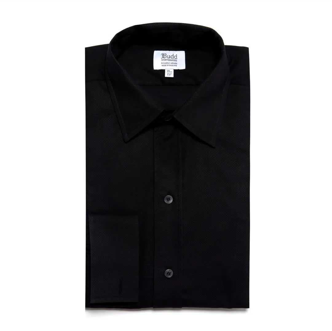 Classic Fit Plain Marcella Double Cuff Dress Shirt in Black
