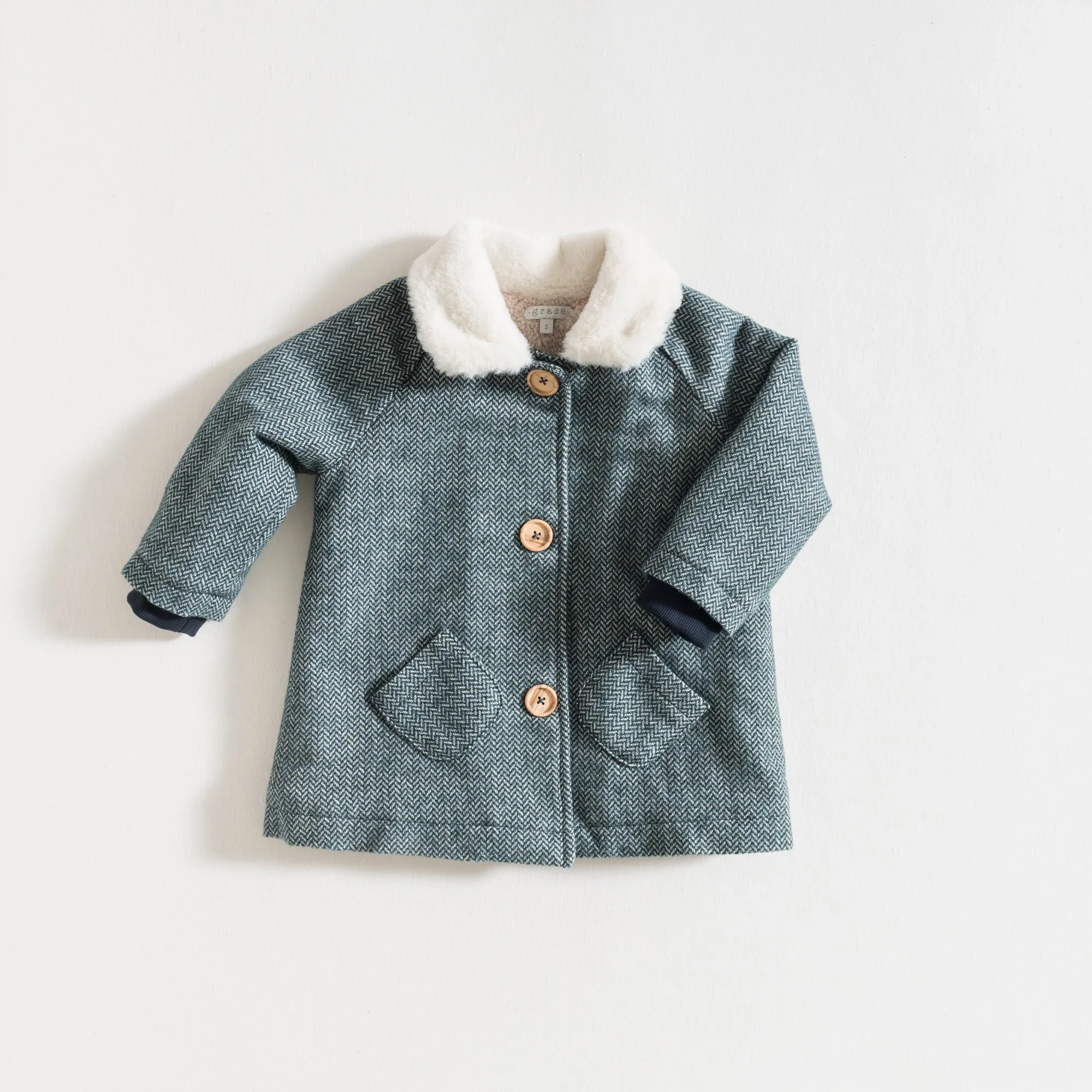 COAT / GREEN HERRINGBONE