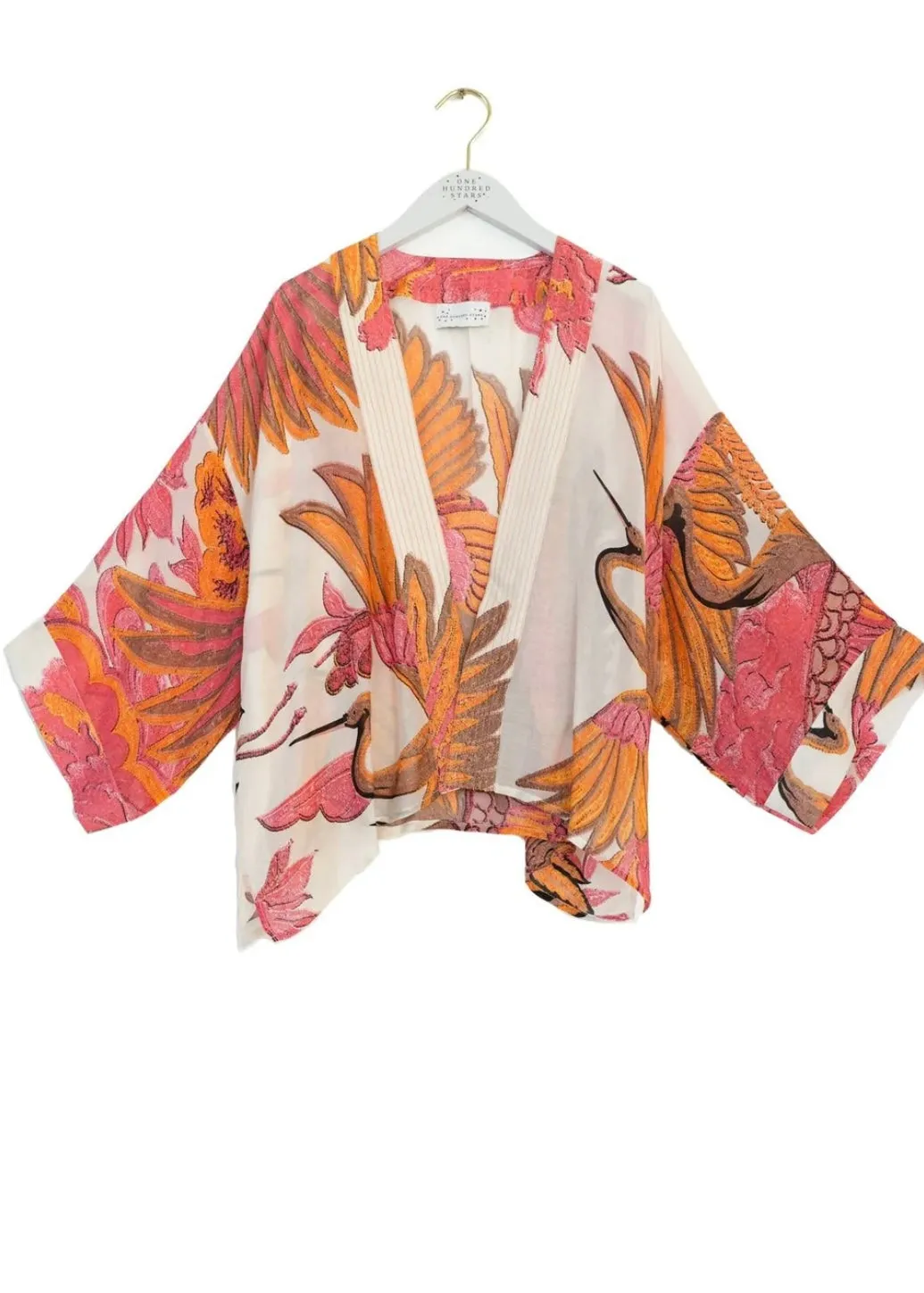 Crane Kimono - Cream/Pink