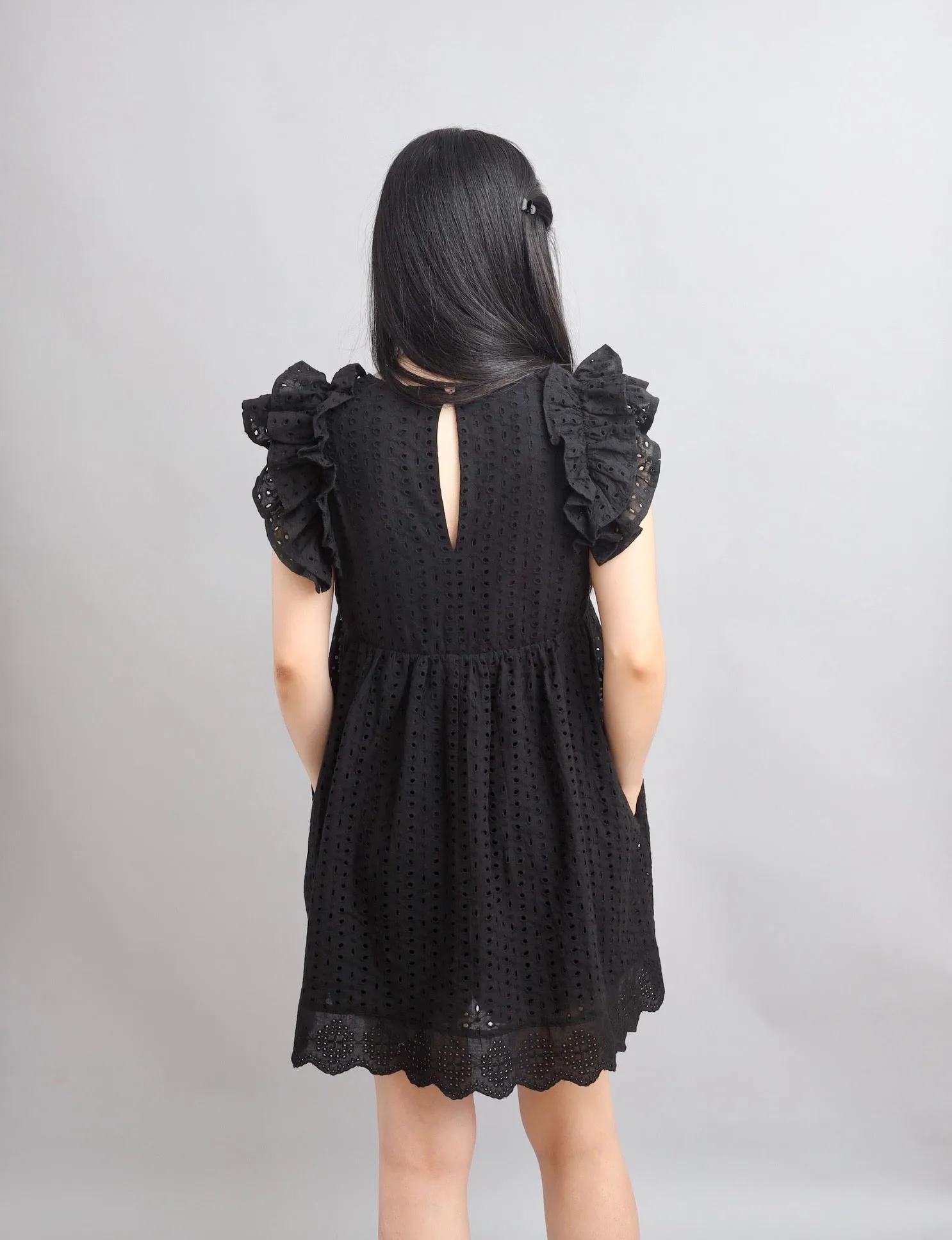 Express Yourself Black Eyelet Embroidered Babydoll Dress