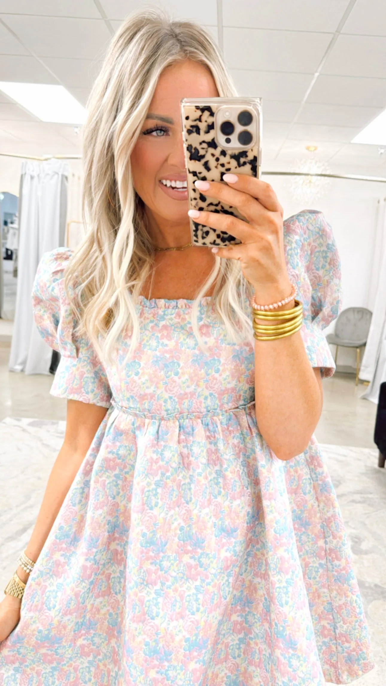 Floral Embellished Babydoll Dress