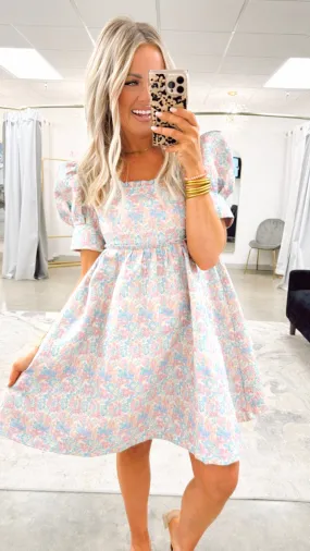 Floral Embellished Babydoll Dress