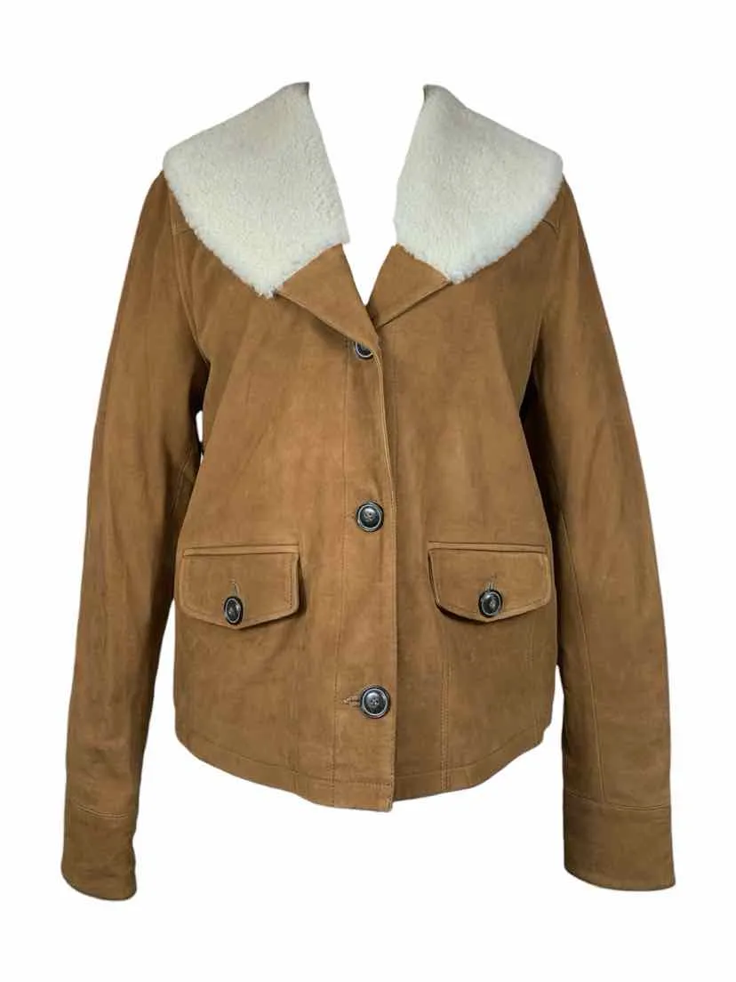 Frame Size M Shearling Collar Leather Jacket