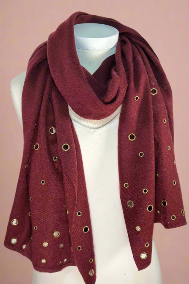 Grommet Button Scarf Maroon