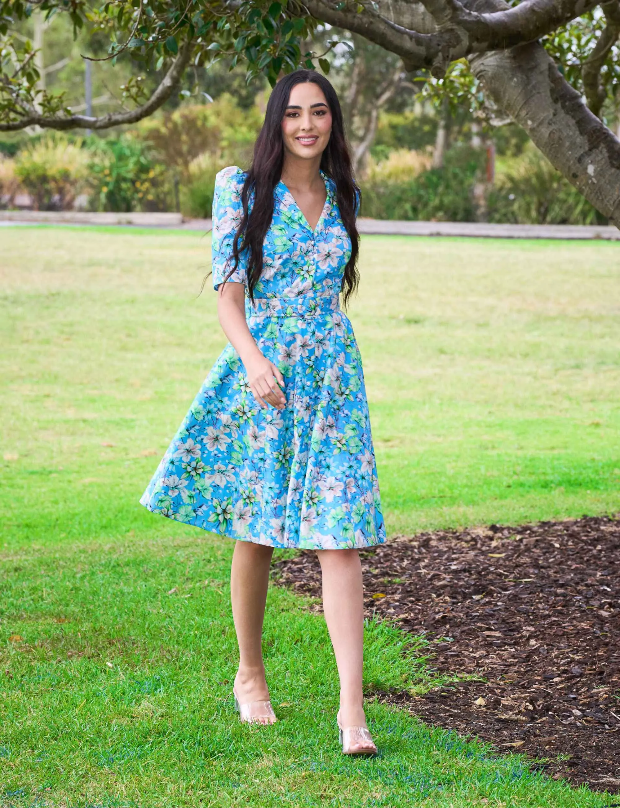 Kylie 'Sky Tigerlily' Limited Edition Cotton Silk Shirtdress
