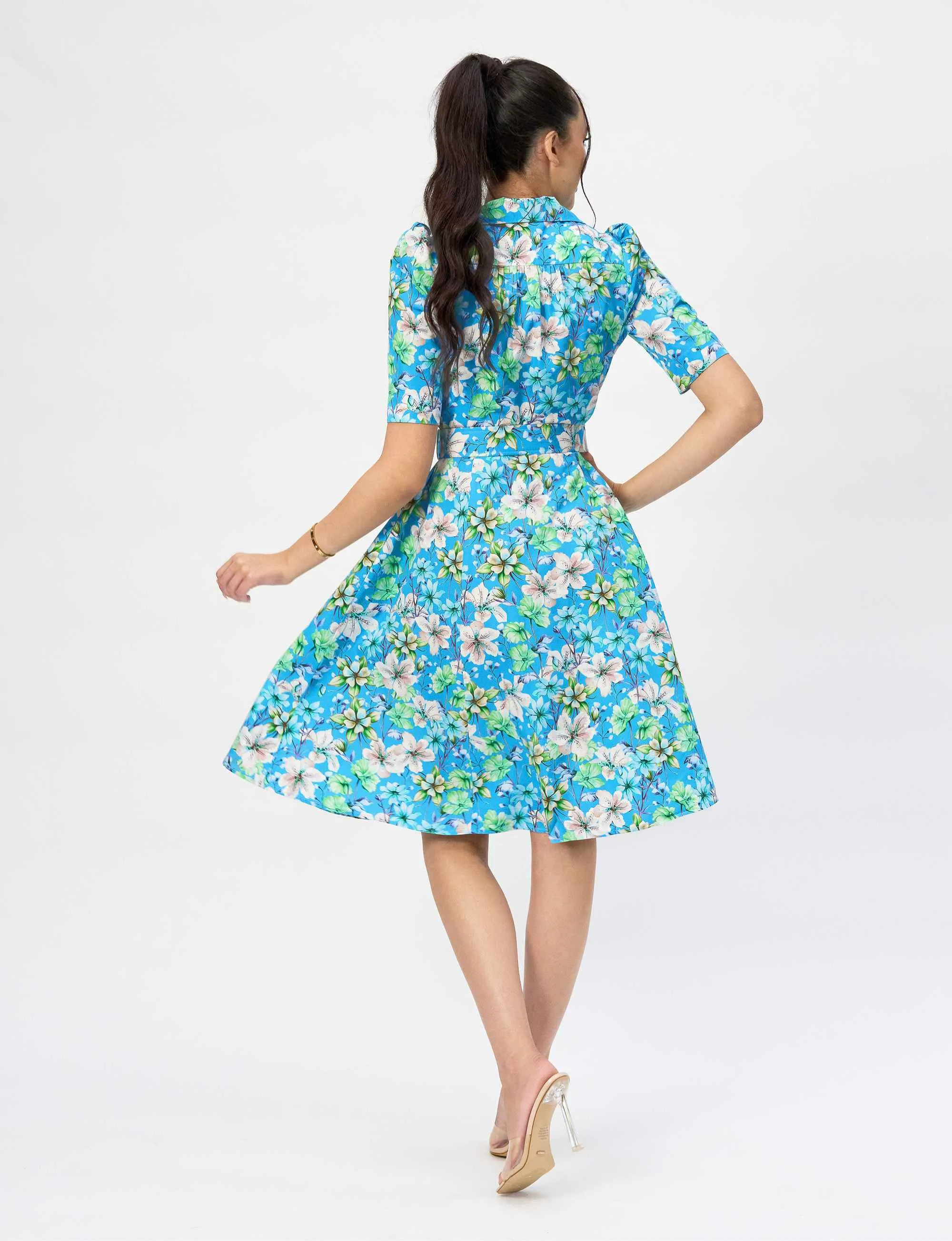 Kylie 'Sky Tigerlily' Limited Edition Cotton Silk Shirtdress
