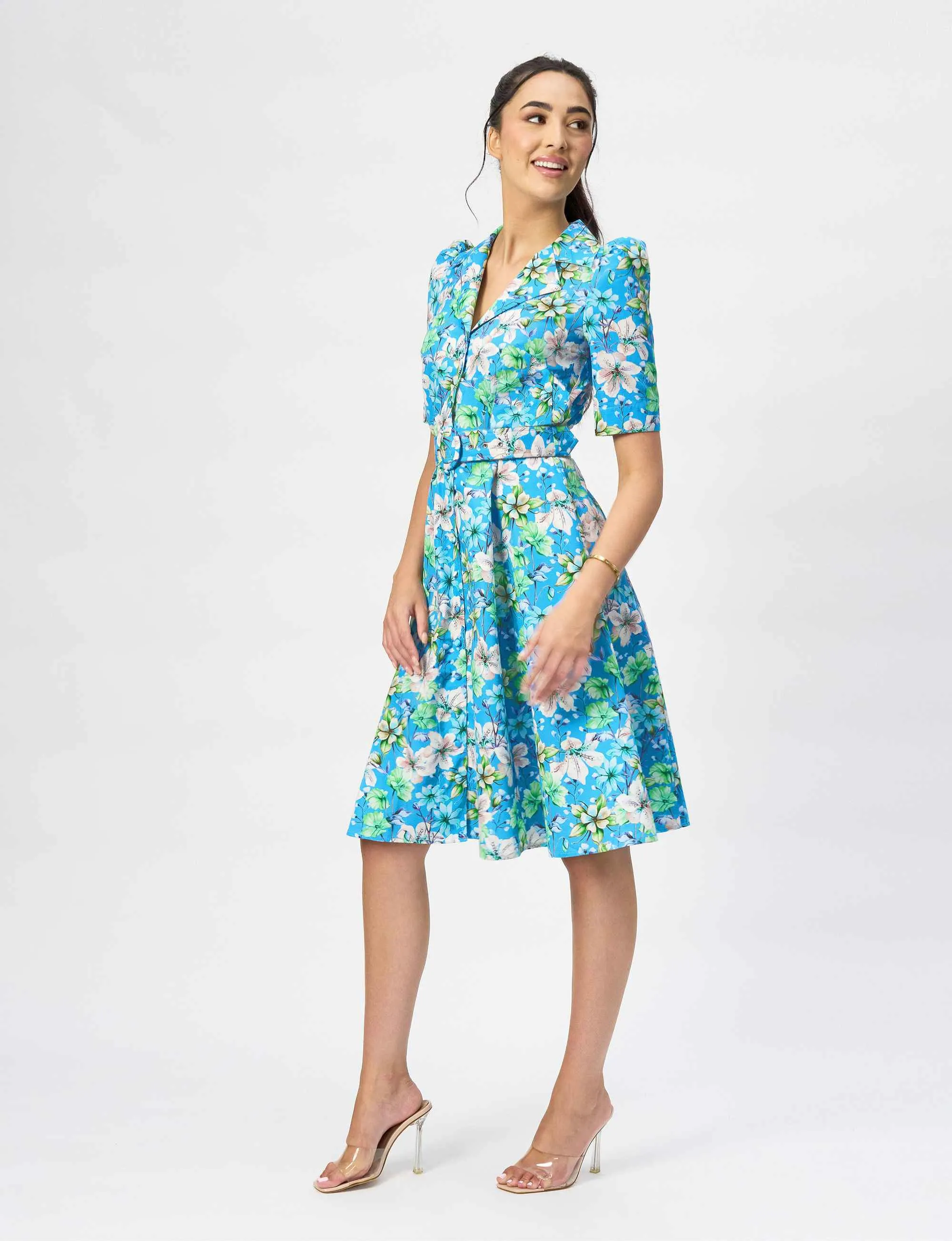 Kylie 'Sky Tigerlily' Limited Edition Cotton Silk Shirtdress