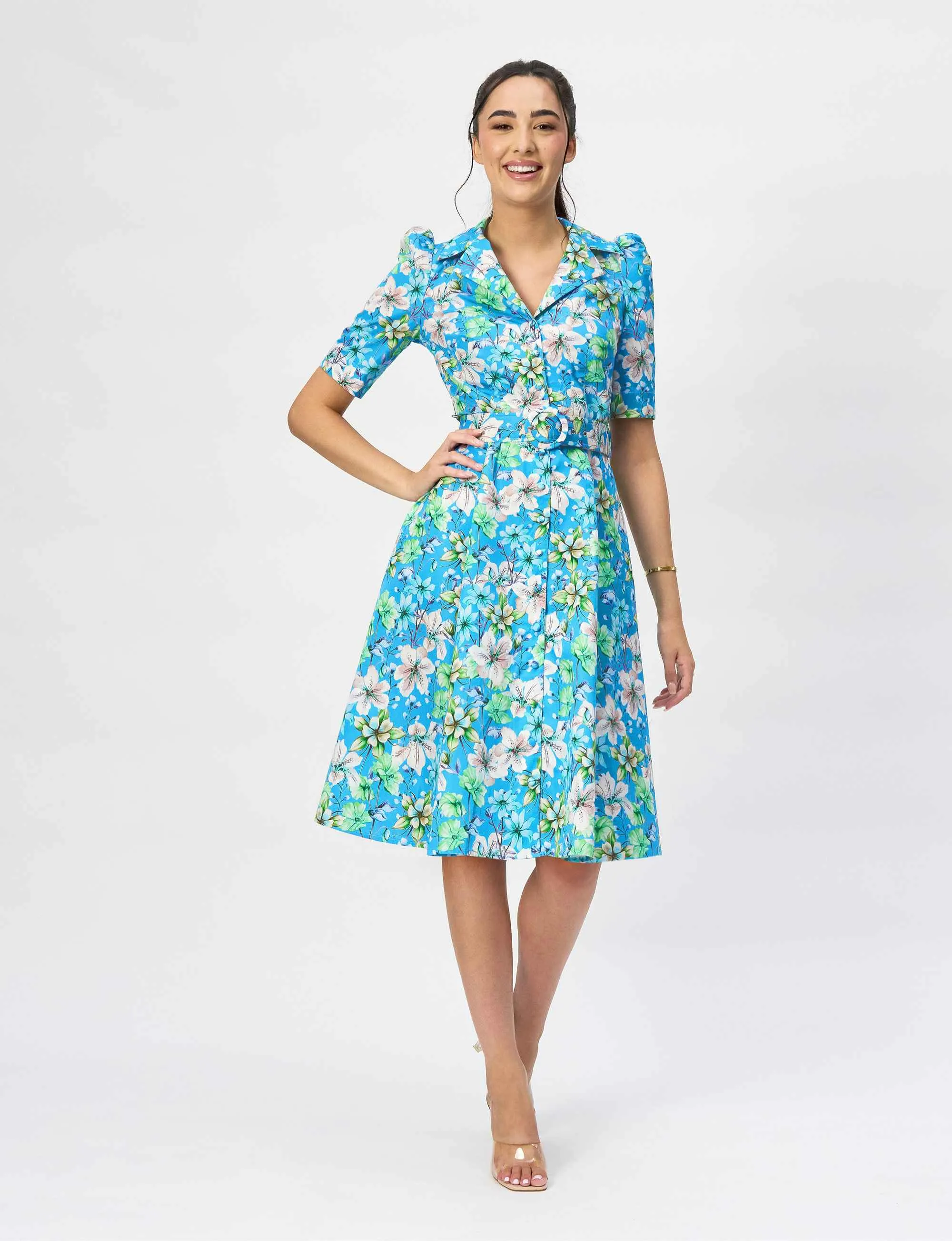 Kylie 'Sky Tigerlily' Limited Edition Cotton Silk Shirtdress