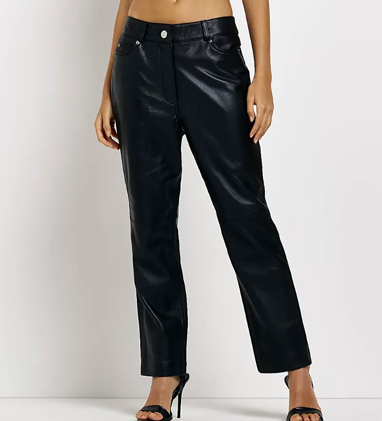 Ladies Black Genuine Leather Trouser jeans