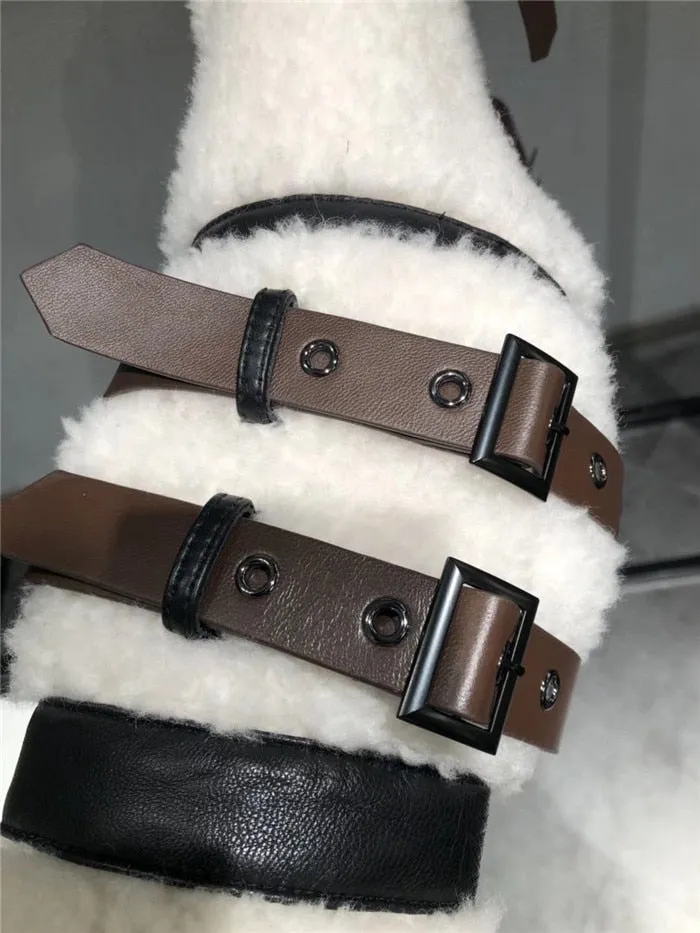 Lamb Wool Fur Genuine Leather Sheepskin Double Layers Collar Jacket