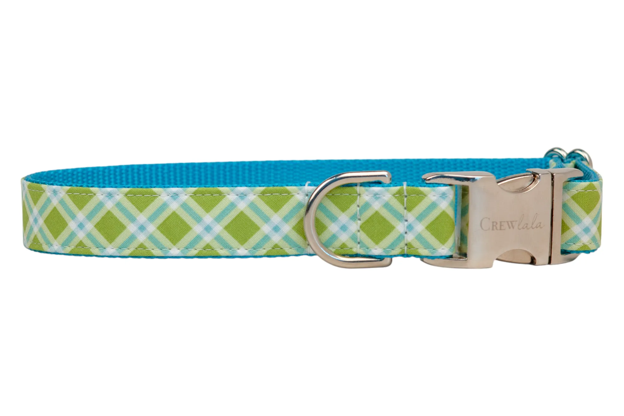 Limeade Plaid Dog Collar