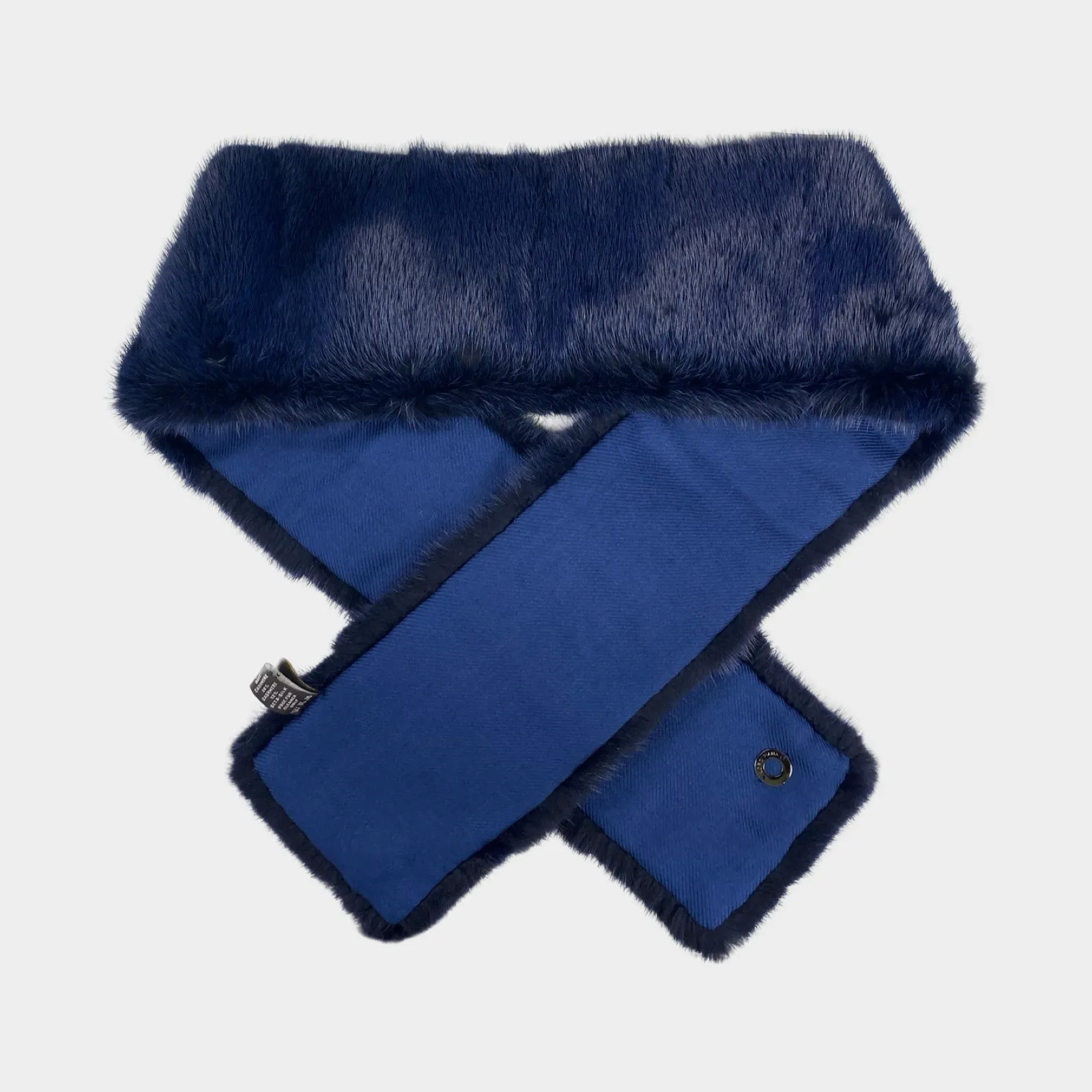 Loro Piana women's navy mink fur collar scarf