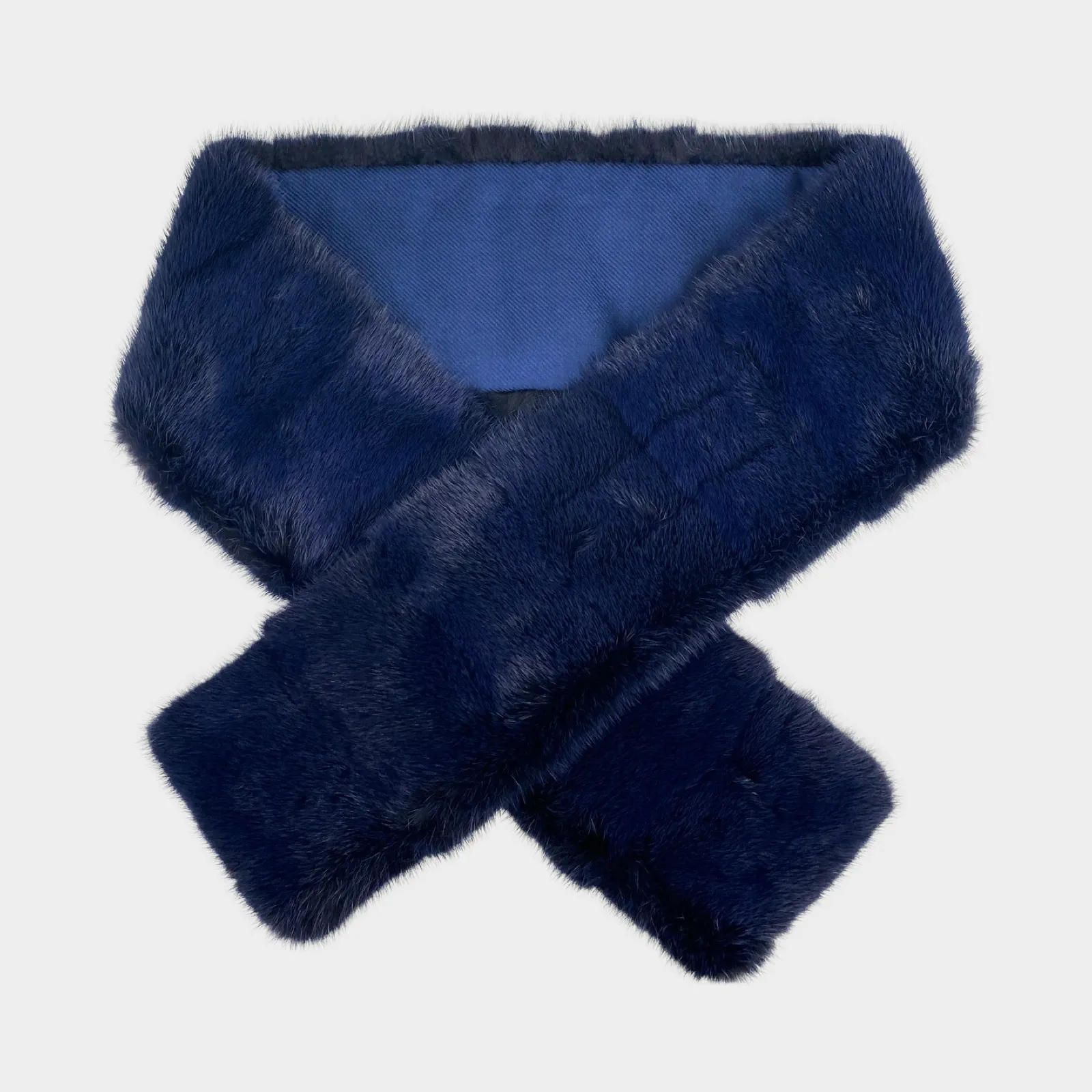 Loro Piana women's navy mink fur collar scarf