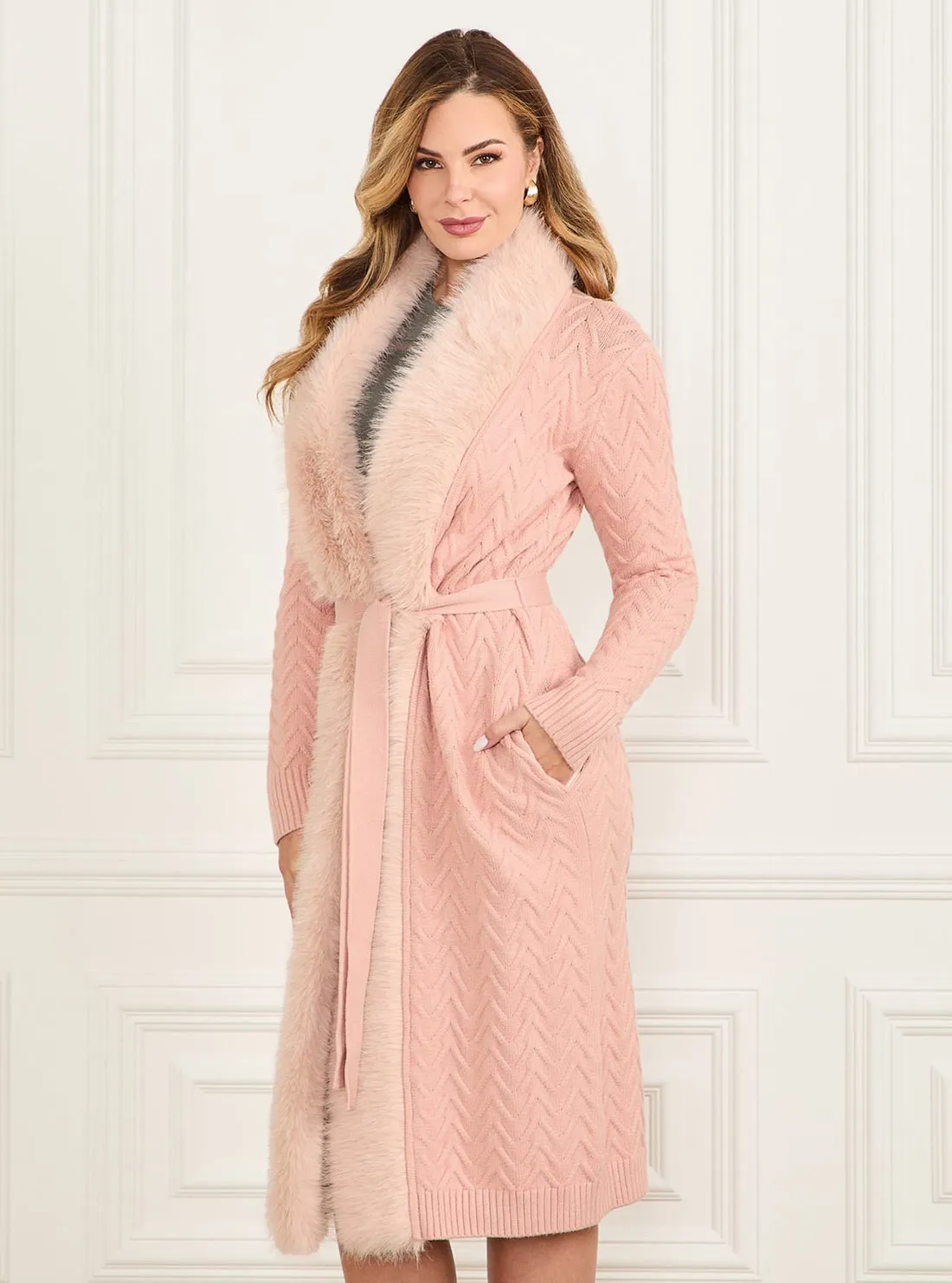 Marciano Paula Faux Fur Long Cardigan