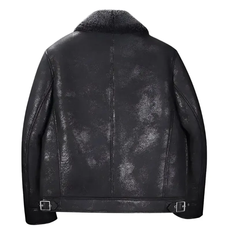 Men's Black B3 Shearling Short Winter Jacket Warm & Stylish
