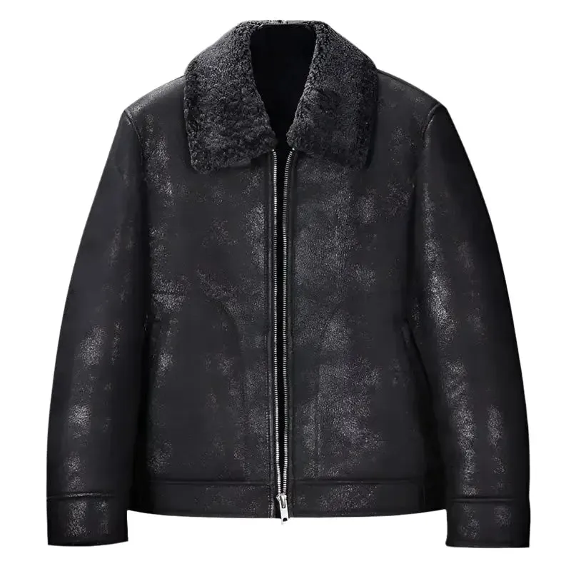 Men's Black B3 Shearling Short Winter Jacket Warm & Stylish