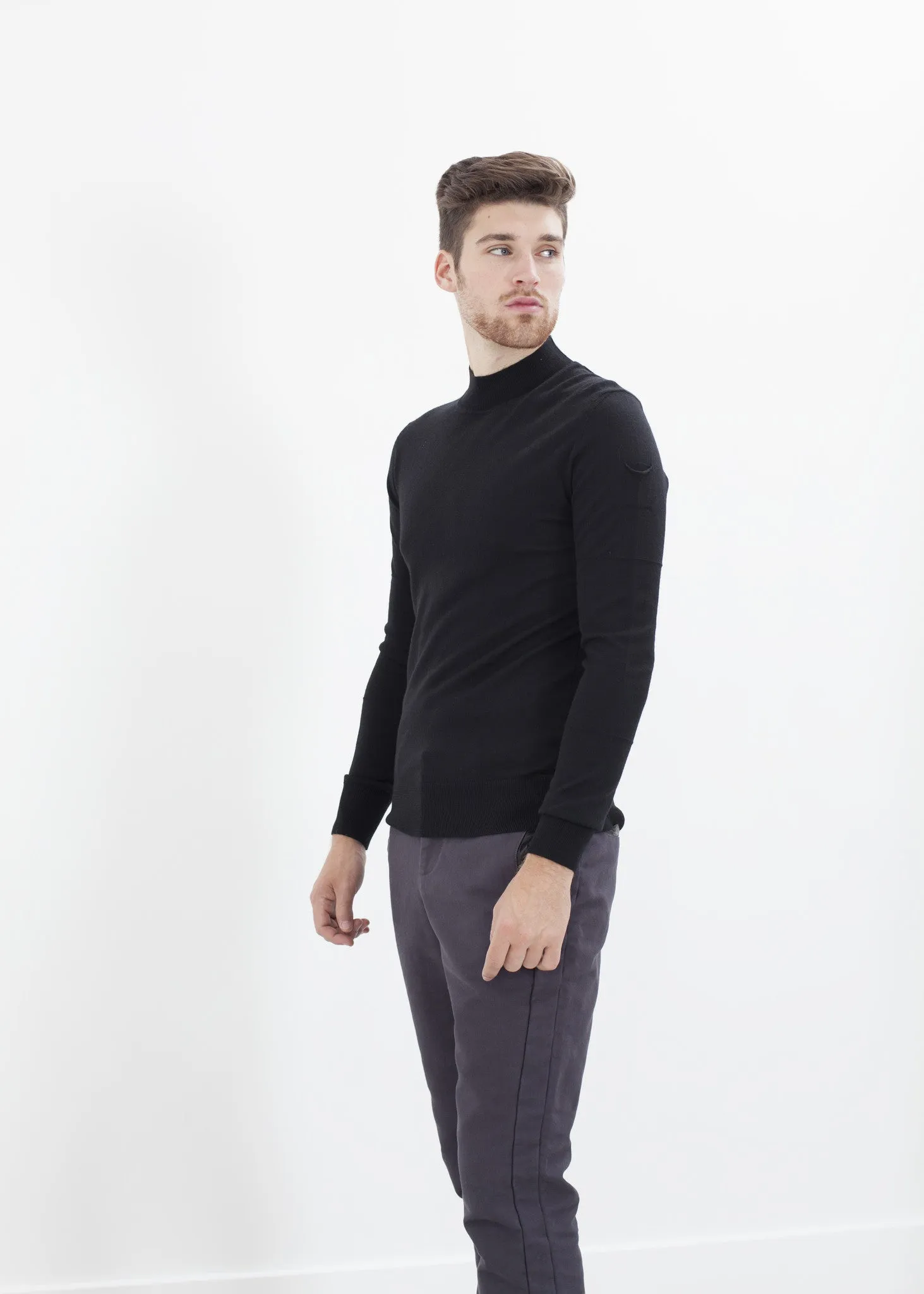 Merino Knit Turtleneck in Black - Fashionable Choice