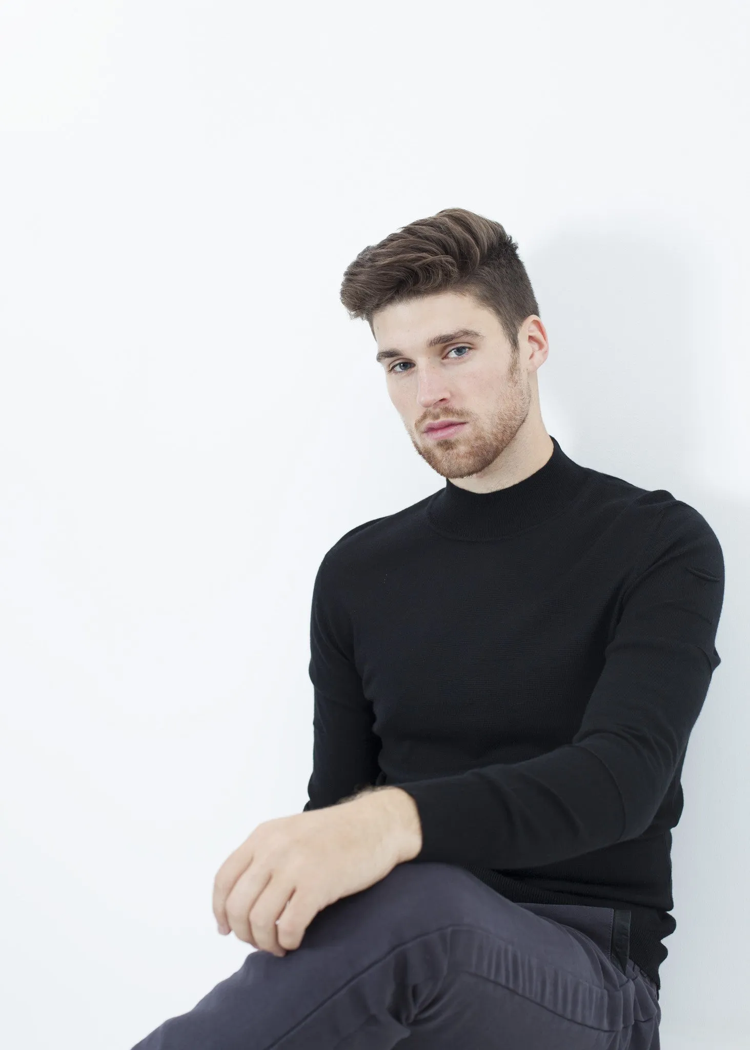 Merino Knit Turtleneck in Black - Fashionable Choice