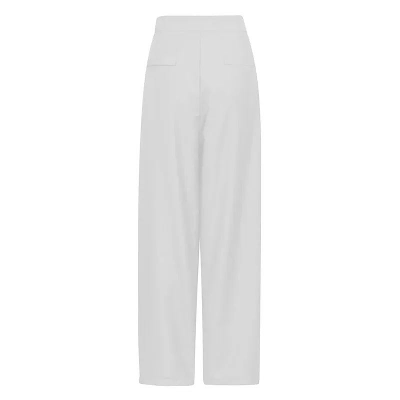 Minimalist Ruched Solid Trouser For Women High Waist Black Wide Leg Pants Female Fashion Clothing Style