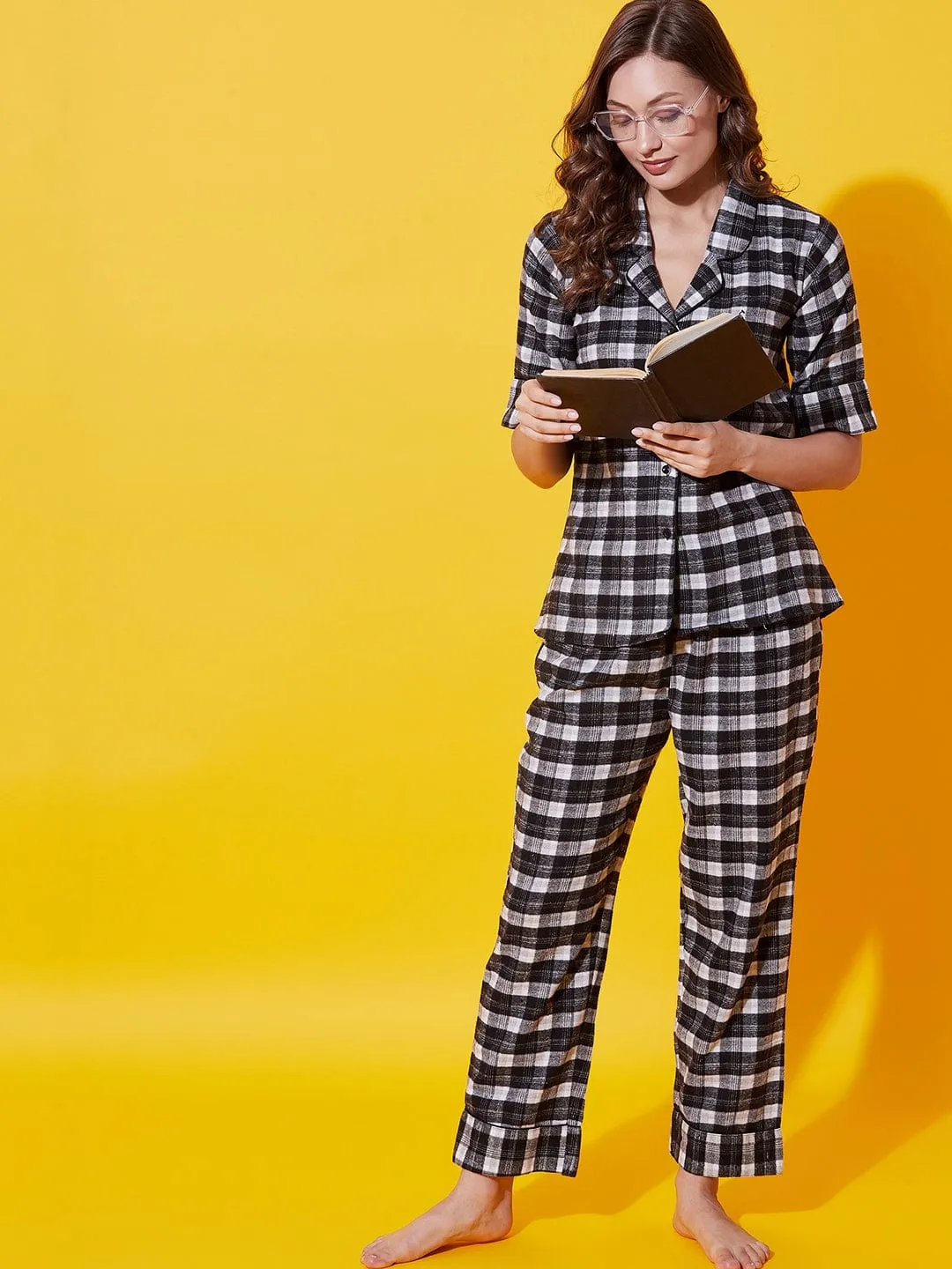 Monochrome Plaid Lounge Set