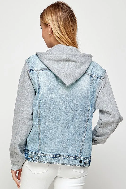 Salt & Pepper Denim Fleece Hoodie Jacket
