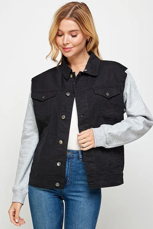 Salt & Pepper Denim Fleece Hoodie Jacket