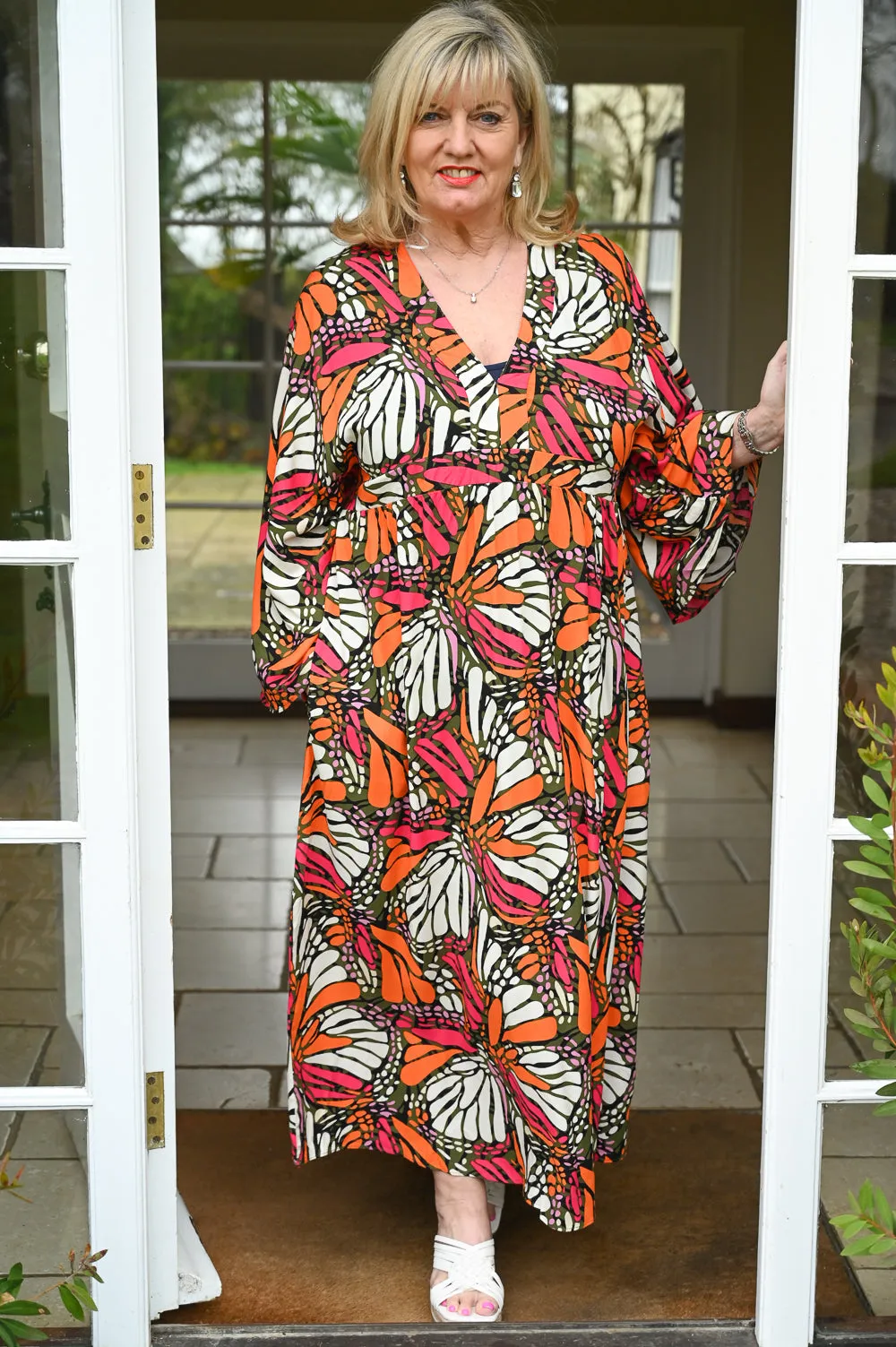 Stylised Butterfly Maxi Dress | Orange