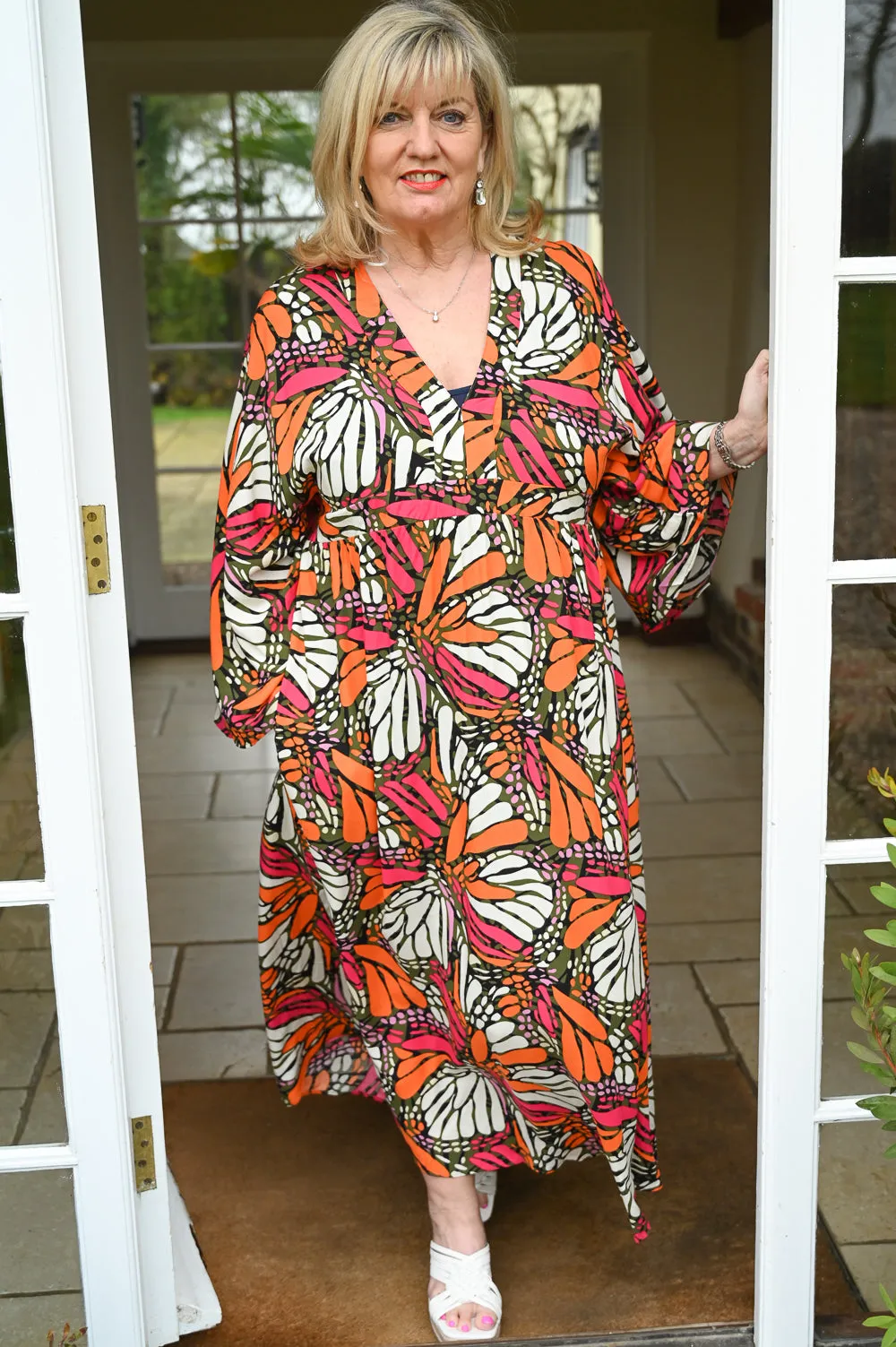 Stylised Butterfly Maxi Dress | Orange