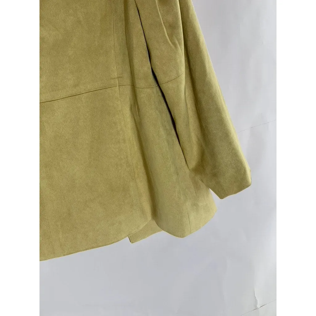 TALBOTS Petites Women's Tan Stretch Faux Suede Open-Front Blazer SZ 12