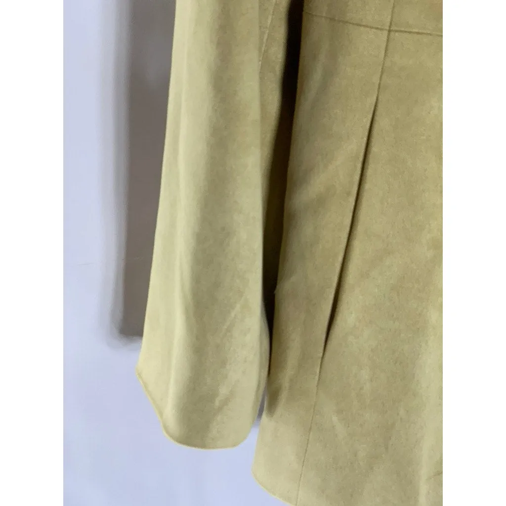 TALBOTS Petites Women's Tan Stretch Faux Suede Open-Front Blazer SZ 12