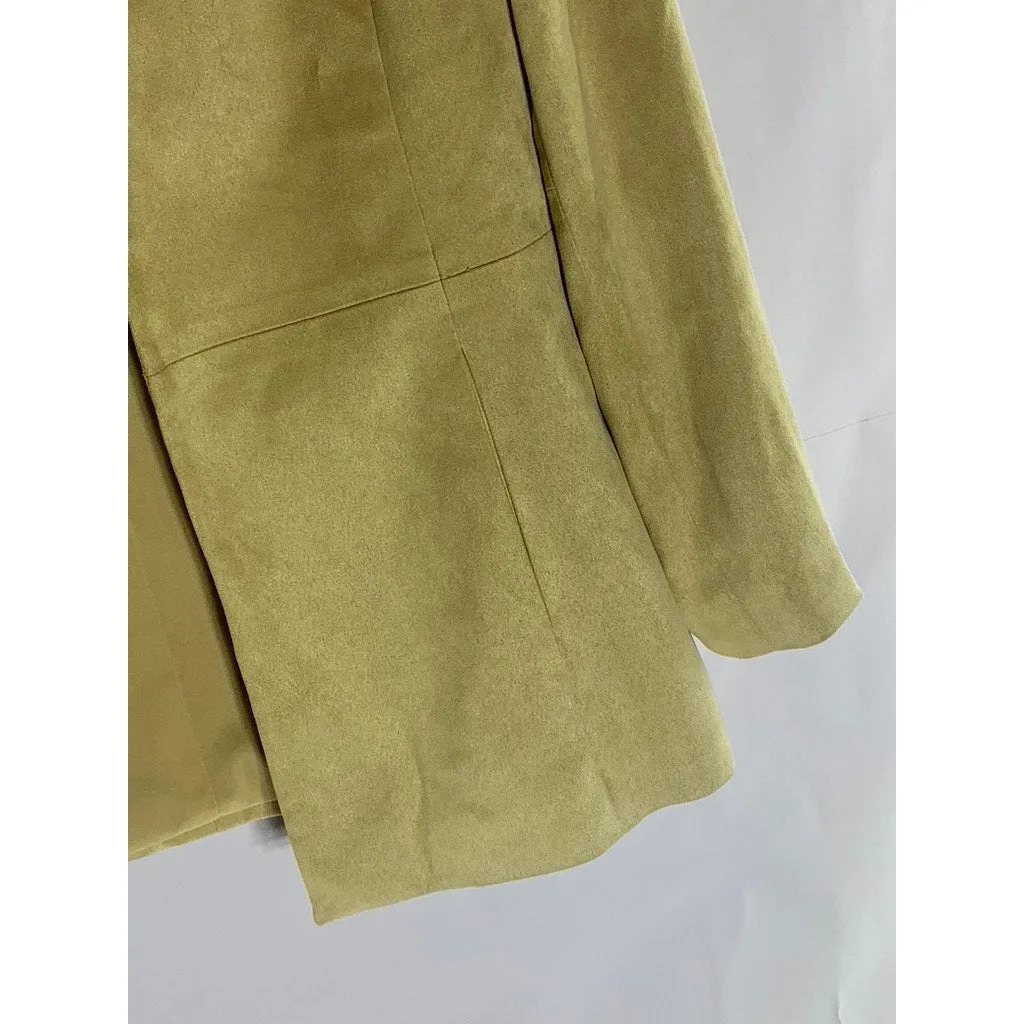 TALBOTS Petites Women's Tan Stretch Faux Suede Open-Front Blazer SZ 12