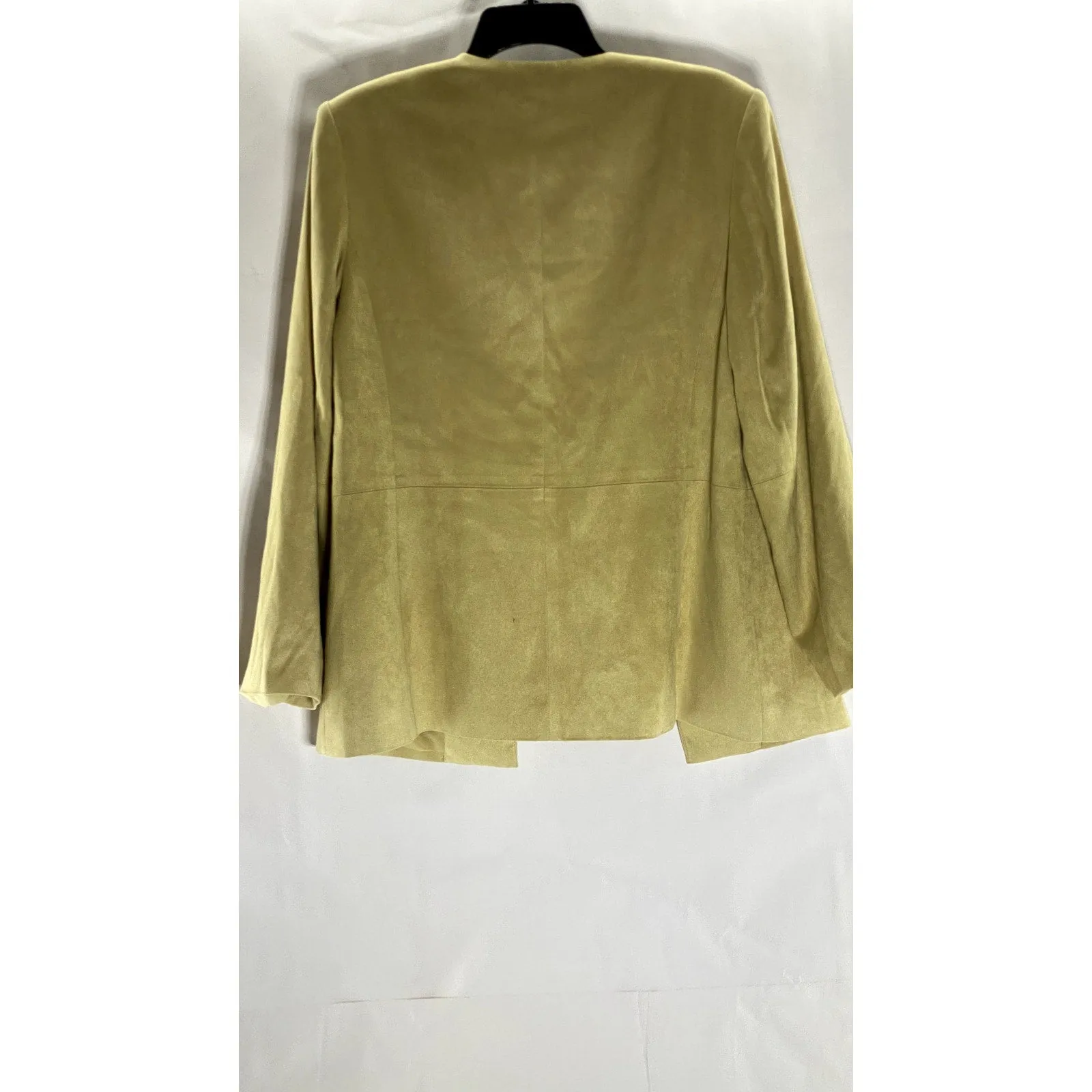 TALBOTS Petites Women's Tan Stretch Faux Suede Open-Front Blazer SZ 12