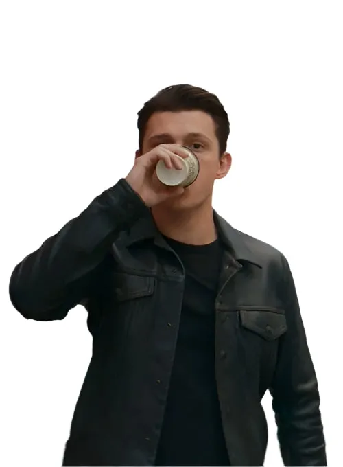 TOM HOLLAND Black Leather Jacket