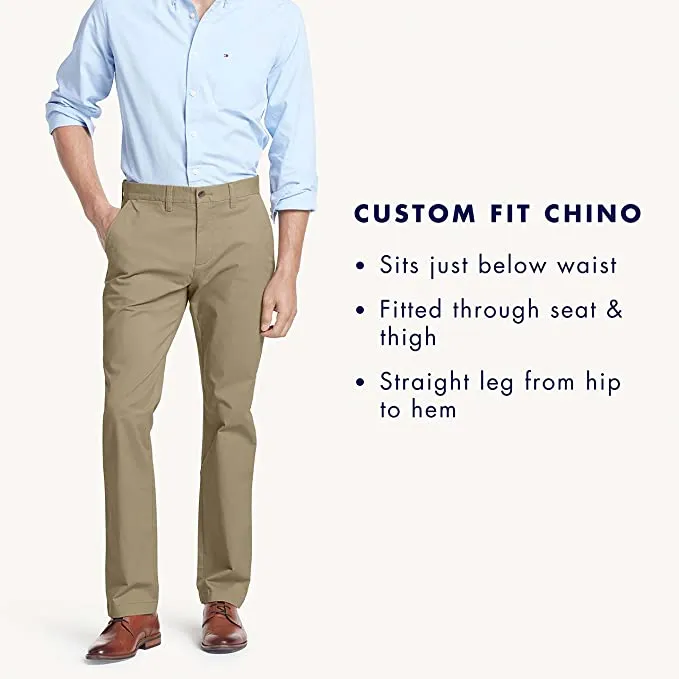 Tommy Hilfiger Men's Comfort Stretch Regular Fit Cotton Chino Pants  Color Sand Khaki W40xL32