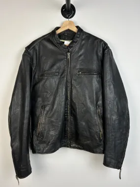 Vintage 90s Milwaukee Motorcycle Black Leather Moto Jacket