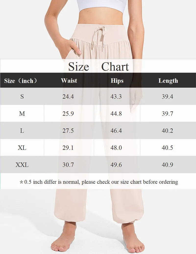 Womens Harem Pants High Waisted Drawstring Casual Flowy Yoga Joggers